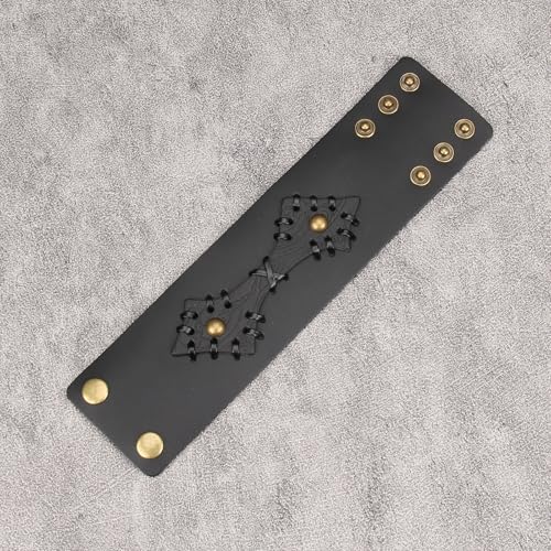 Jeilwiy Punk Rock Gothic Black Rivet Leather Spiked Necklace Collar Neckband Leather Choker Necklace for Women Mom Gifts Adjustable - color: 07 Leather Cuff Bracelet Black