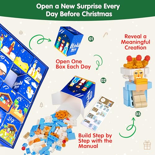 Nativity Advent Calendar 2026 Kids – 24 Days Building Blocks Kits Countdown Gifts, Christmas Stocking Stuffer Building Toys for Boys, Girls, Teens & Adults Ages 6+
