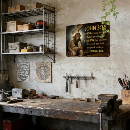 Bible Verse Metal Sign Jesus Christian Sign John 3:16 Signs 8x12 Inch - color: JOHN 3-16_1, size: 8x12 Inch