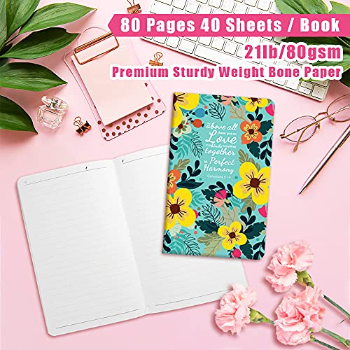 ANZON MORIES 6 Packs Floral Notebooks, 80 Pages (40 Sheets Lined), 5"x8"