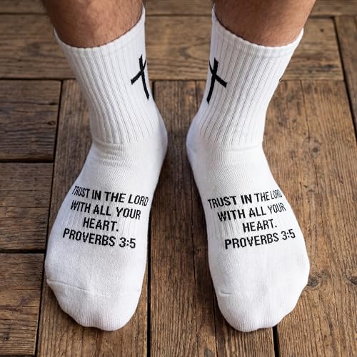 Glitopper 6 Pairs Christian Cross Sock, Bible Verse, Us 6-12 - color: White