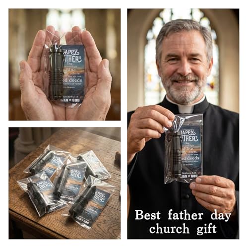 Tuanse 12 Sets Father's Day Christian Gifts Include LED Bulk Mini Flashlights and Bible Verse Cards Man of God Inspirational Religious Gift for Men Dad Husband Male Coworker, Church Sunday School