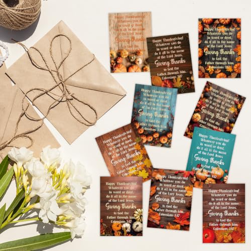 200Pcs Pumpkin Religious Fall Thanksgiving Pocket Prayer Cards2605 - color: Thanksgiving