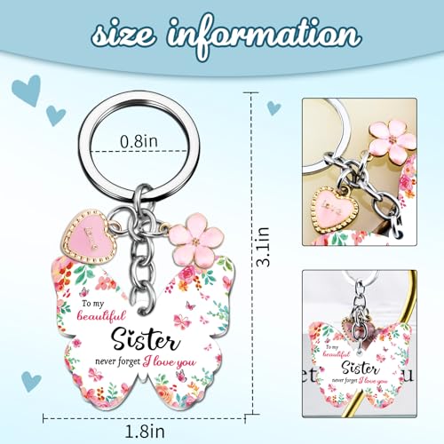 OEHEDOU Butterfly Gifts Keychain For Women Men Family Members Memorial Gift - color: Pink Sister