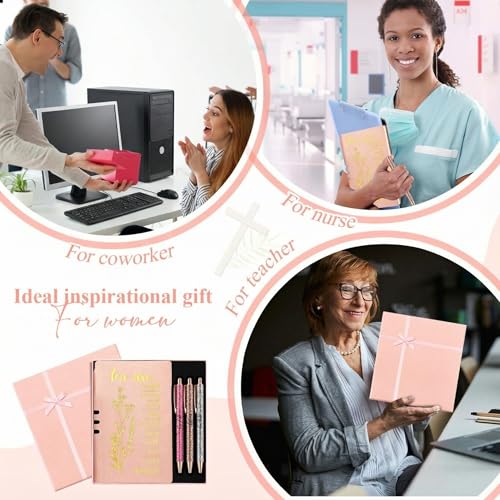 Affrolling 5 Pcs Christian Gifts for Women Church Religious Gifts A6 Bible Leather Notebook Pens with Box Prayer Journal for Men Bible Study Pastor's Wife Godmother Father(Rose Gold) - color: Rose Gold