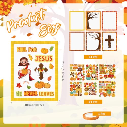 Cinrobiye 24 Set Christian Fall Craft Kit, Autumn Blessing Card Craft, Religious Thanksgiving Hanging Decorations for Church, Sunday School, VBS, Fall Harvest & Classroom Activities - style: Fall2