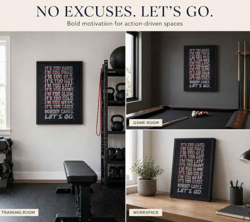 Black Floating Framed Nobody Cares Let's Go Canvas Wall Art, Gym Inspirational Quotes Poster Print Artwork, Motivational Positive Office Decor Picture, Encouragement Gift, Home Decoration 16x24in - color: Gym Inspirational Quotes, size: 24"L x 16"W
