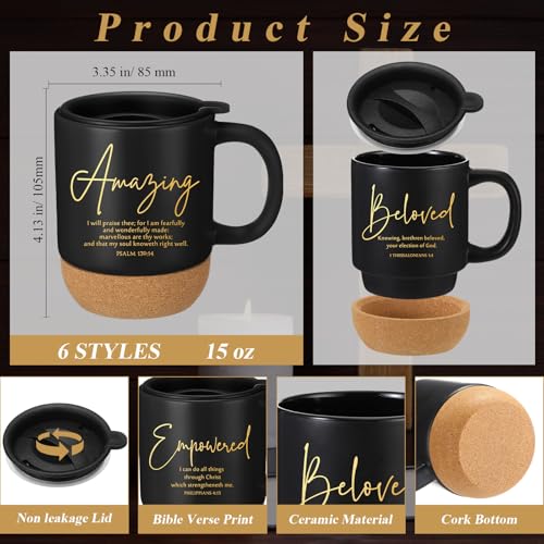 FillTouch 6 Set Christian Gift for Men 15 oz Coffee Mug Journal Pen Candle - color: Black