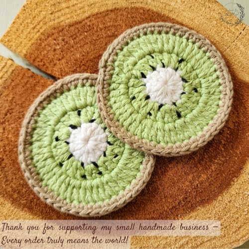 Cotton Crotchet Fruit Car Coaster Set (Kiwi Kiss) - color: Kiwi Kiss