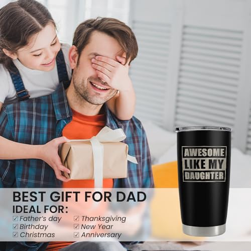 SANDJEST Gift from Daughter to Dad - 20oz Tumbler with Lid for Father - Insulated Stainless Steel Mug - Funny Coffee Mug for Outdoor Travel Sport Office, Gifts for Birthday Father’s Day - color: Dad 3