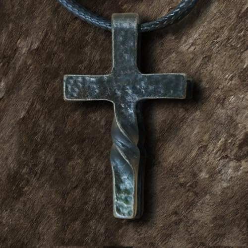 Handmade Cross Necklace, Retro Cross Necklace Steel Classic Twisted Cross Pendant Necklace,Long Leather Rope Necklace Jewelry,for Men Women Gifts (1PCS)