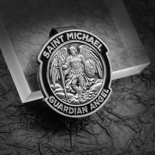St Michael Car Visor Clip, St. Michael Visor Clip, Guardian Angel Car Accessories Christian Religious Safety Gift for New Driver Family Friend (Antique Silver) - color: Antique Silver