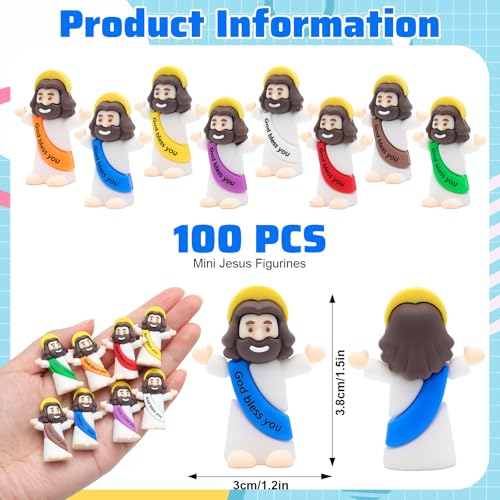 Yelakey Mini Jesus Figures 100pcs Tiny Jesus Figurines in Bulk Little Classic Religious Christ Savior Jesus Decor for Baptism Sunday Easter Egg Stuffers - color: Multicolor, size: 100pcs mini jesus