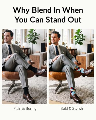 Jeasona Mens Socks Funny Fun Crazy Dress Crew Colorful Gifts for Men - color: Colorful 12 Pairs