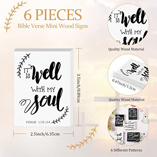 Yalikop 6 Pcs Bible Verse Christian Mini Wooden Sign, Retro Style - style: Retro Style