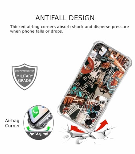 Western Cowboy Cowgirl Case Compatible with Samsung Galaxy A17,Retro Country Art Collage,Trendy Soft Bumper TPU Case,SA17 - color: Cowboy, size: Samsung Galaxy A17