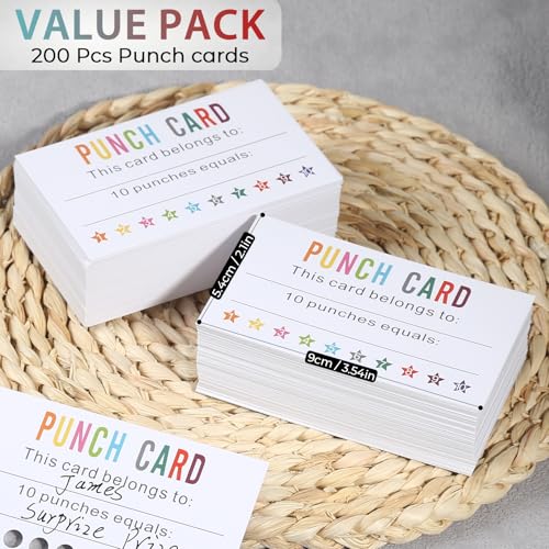 Punch Cards 200 Pack Reward Punch Cards for Classroom Incentive Awards - size: 3.5 IN Stars No Puncher