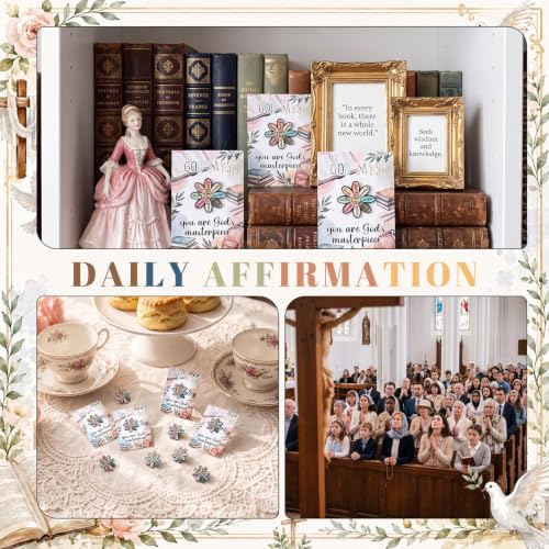 Hollowfly 50 Sets Christian Inspirational Gifts Daisy Lapel Pins Cards