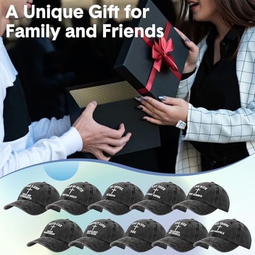 Zoooyawn 10 Pcs Jesus Christian Hats Cross Baseball Cap - color: Black