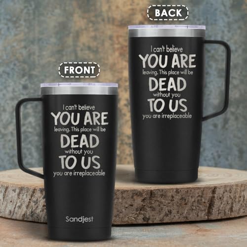 SANDJEST Coworker Leaving Gift 20oz Stainless Steel Tumbler with Handle, Curved Coffee Travel Mug for Coworkers, Colleagues, Gifts for Men and Women Birthday - Christmas - Fathersday - Mothersday - color: Coworker 1