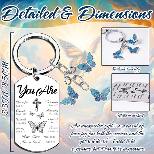 Inspirational Christian Gifts Keychain for Women - Religious Gift Keyring for Men, Priests, Sister, Friend, Mom, Catholic - style: Butterfly