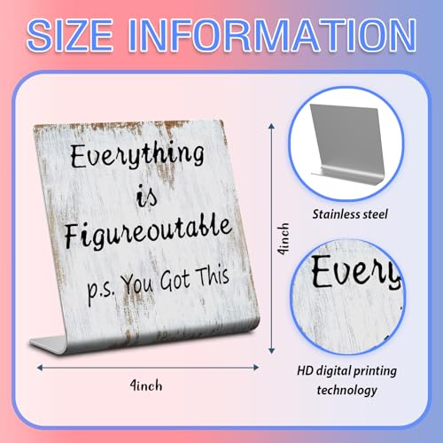 Home Office Desk Decor Everything is Figureoutable P.S. You Got This Gifts For Women Best Friend Encouragement Cheer Up Gifts Inspiration Positive Plaque For Cowoker Motivational Sign XUV122 - style: Everything is Figureoutable A