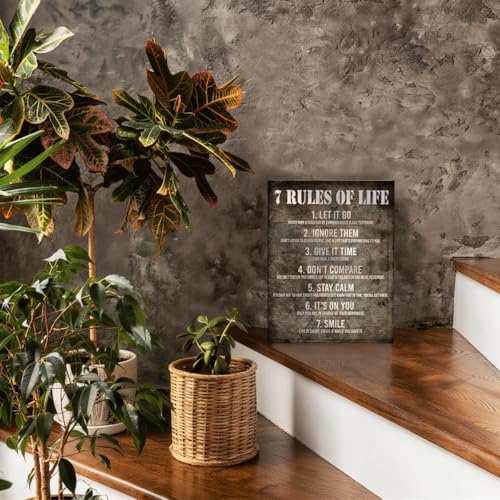 RTVJTERQ Motivational Quote Canvas Wall Art, Thoughtful Gift, 7 Rules of Life Rustic Print, 8x10 Inches Ready to Hang, Office Home Decor - color: Quote 05