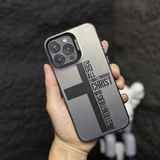 I Can Do All Things Through Christ Phone Case Compatible with iPhone 13, Bible Verse Christian Religious Cross Philippians 4:13 Cross Case, Black - size: iPhone 13