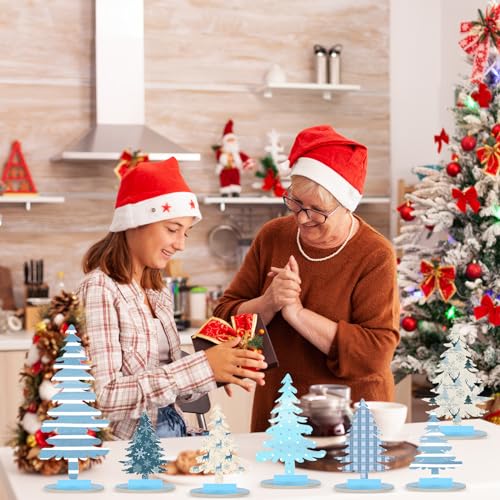 Namalu 16 Pcs Merry Christmas Tree Centerpiece Buffalo Plaid Snowflake - style: Merry