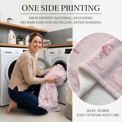 Jekeno Christian Gifts Blanket God Says I Am Pink Bow Scripture Blanket - color: God Says I Am, size: 50x60 Inch