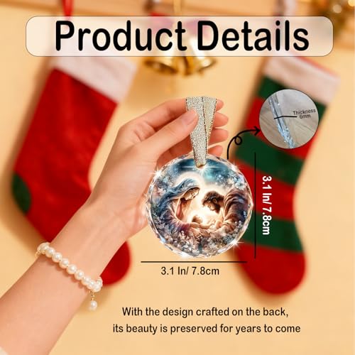 Nativity Ornaments for Christmas Tree - Oh Holy Night Nativity Scene Christian Jesus Religious Christmas Ornaments - color: Blgs005