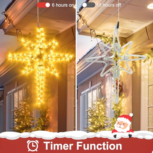 22" Bethlehem Outdoor Star Christmas Lights Plug in 90 LEDs for Xmas Decor - color: Warm White