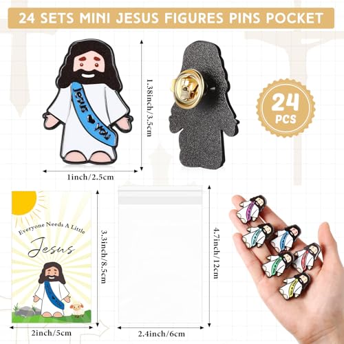 Landical 24 Set Jesus Pins Enamel with Cards,6 Colors + Classic Style - style: 6 Colors + Classic Style