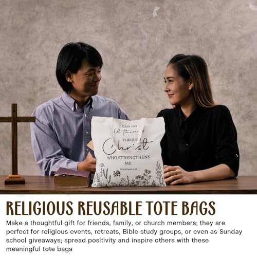 Aliceset Bible Verse Tote Bags, Canvas Floral Church Gift - style: Classic