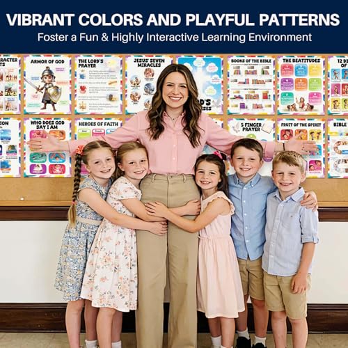 YUSPENYE 16pcs Bible Posters for Kids, 11x14in Sunday School Decor