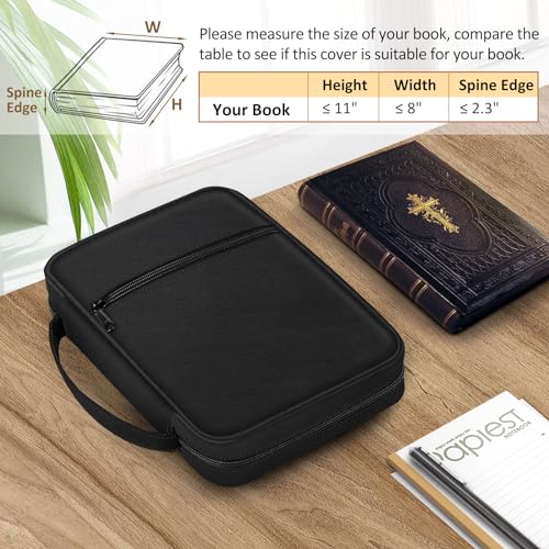 FINPAC Bible Cover, Carrying Book Case Bible Bag with Handle - color: Black