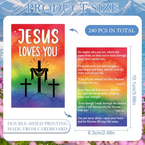 Gospel Tract Card Plan of Salvation 240 Pcs Jesus Loves You Cards Pocket Holy Postcards Religious Christian Gospel Tracts Bookmark Prayer Gifts for Women Men Party Sunday School Church - color: Jesus Loves You
