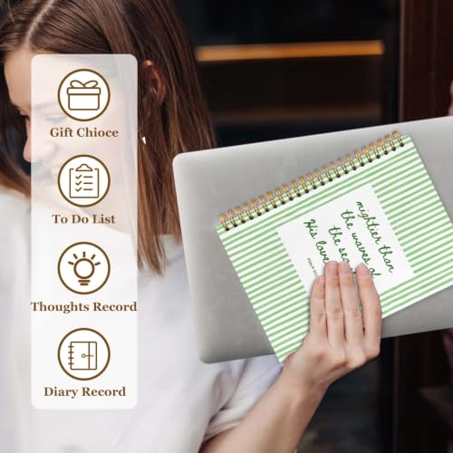 SAFDSGFDB Christian Psalm 93:4 Green Striped Notebook Journal 5.5x8.3 Inch - color: green