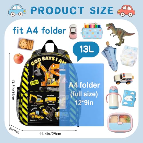 Dinosaur Elementary School Backpacks For Boys 6-8 School Backpack Kids Toddler Preschool Kindergarten Excavator Backpacks for Boys and Girls for Small Bookbag for Daycare Travel - color: Truck Dinosaur