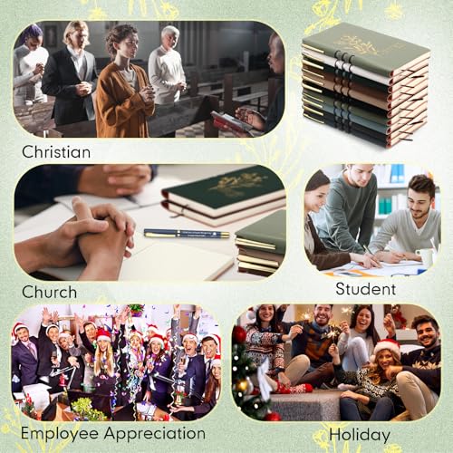 10 Sets Christian Gifts Inspirational Notebook A6 Leather Aesthetic Journals with Bible Verse Prayer Pen Religious Church Thank You Gift for Women Men Coworker Teachers