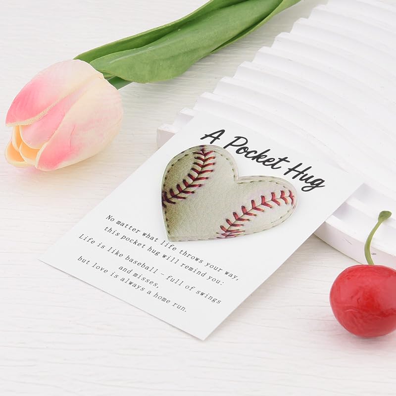 Baseball Heart Pocket Hug Token Baseball Lovers Sport Themed Heart Pockets - color: Baseball