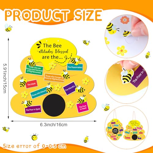 24 Sets Bee Attitude Sign Craft Kit, Beatitudes Bible Craft