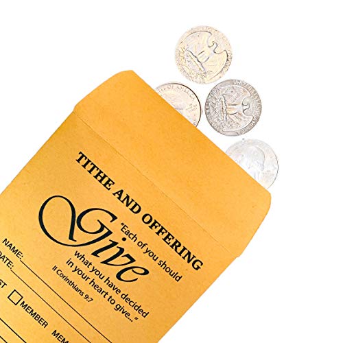 Coin Envelope, Tithe and Offering Envelopes for Church | 3.5" x 6.5" (Package of 100)