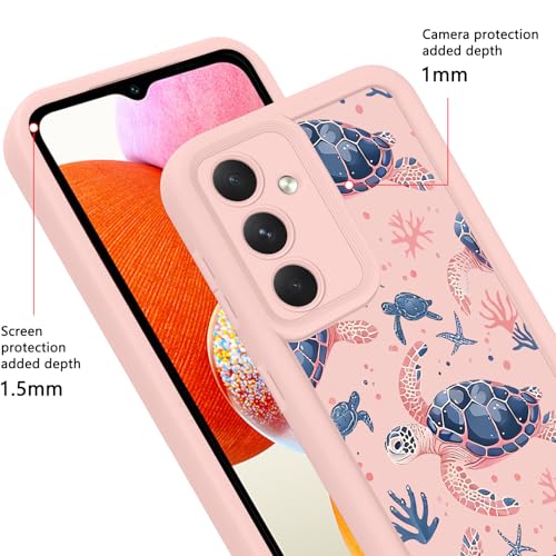 3 Pack Summer Sea Turtle Marine Life Phone Case for Samsung Galaxy A14 5G 6.6", Aesthetic Pink Coral Reef Blue Flower Shell Conch Pattern Phone Cases Soft TPU Protective Cover for Women Girls - color: Turtle, size: for Samsung Galaxy A14 5G