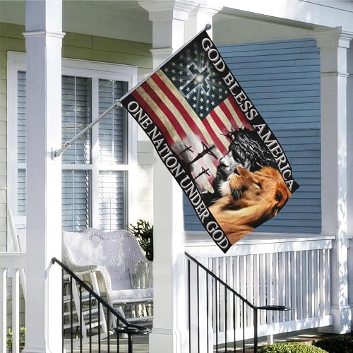 One Nation Under God Jesus Flag God Bless Amercia Flags 3x5 Outdoor Christian Faith Over Fear Jesus Easter Flag Patriotic House Yard Decorations Banner Gifts
