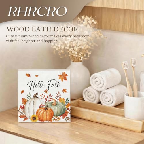 Farmhouse Fall Pumpkin Decor Wooden Box Sign - color: Fall-14