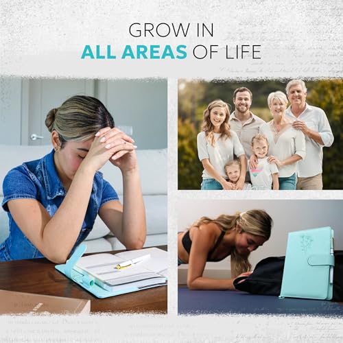 Prazoli Leather Christian Prayer Journal for Women – All Year Bible Journal Daily Gratitude Scripture Notebook | Devotionals for Women & Bible Notebook Journaling | Inspirational Religious Gifts - color: Women's Blue Flower
