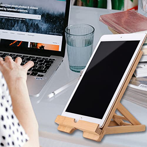Bamboo Tablet Stand Holder Adjustable Folding Wood iPad Stand with Chargeable Hole for Desk iPad Cooking Stand - style: A Tablet Stand