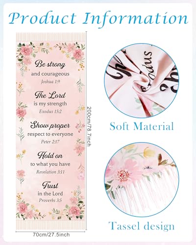 Bozidol Prayer Shawl for Women Christian Floral Cross Bible Verse Scarf Clothes for Christmas Mothers Day Birthday Gifts - color: Joshua 1:9