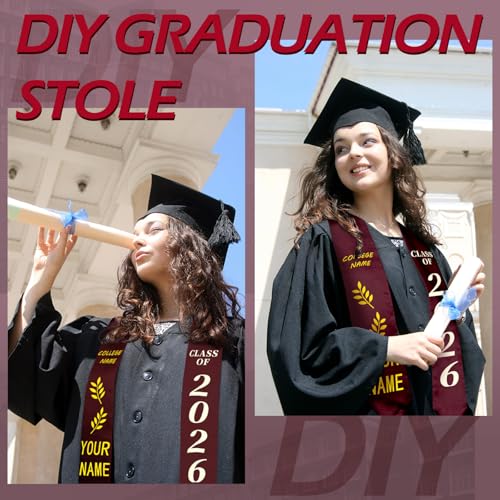 Geyoga 24 Pcs Graduation Stole Bulk Sublimation Blank 70 in - color: Maroon